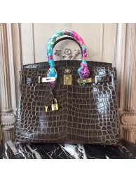 Knockoff Top Hermes Birkin Tote Bag Croco Leather BK35 grey JH01465ZM75