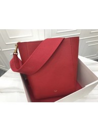 Luxury Celine Seau Sangle Original Calfskin Leather Shoulder Bag 3370 Cherry JH06121Kv15