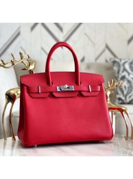 Luxury Hermes original Epsom Leather HB35O red&silver Metal JH01249Zu29