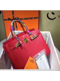 New Hermes original Epsom leather birkin Tote Bag H035 red JH01518Dx33