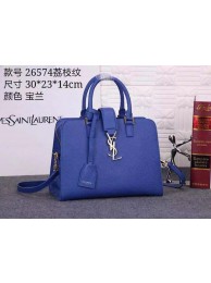 New Yves Saint Laurent Litchi Leather Tote Bag 26574 Blue JH08368Dx33