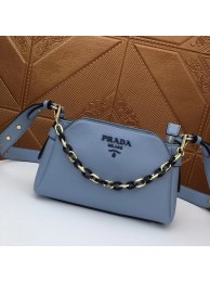Prada Calf leather shoulder bag 2032 light blue JH05243DW49