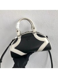Prada Calf skin tote 1BD071 black&white JH05114xA12
