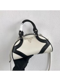 Prada Calf skin tote 1BD071 white&black JH05116rC81
