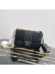 Prada Diagramme medium leather bag 1BD108 black JH05239Hx86