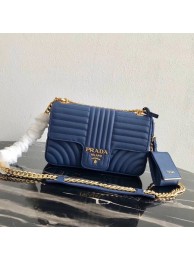 Prada Diagramme medium leather bag 1BD108 blue JH05236lp62
