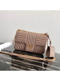 Prada Diagramme medium leather bag 1BD108 Dark Pink JH05234dV68