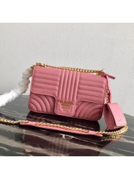 Prada Diagramme medium leather bag 1BD108 pink JH05240jn49