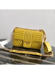Prada Diagramme medium leather bag 1BD108 yellow JH05238bT70