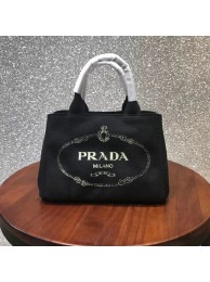 Prada Fabric Printed Tote 1BG439 black JH05534xL57