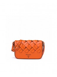 Prada Leather Prada Tress Shoulder Bag 1BD246 orange JH04927qL41