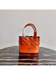 Prada Leather Tress Tote 1BG318 orange JH04943fw56