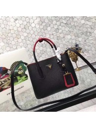 prada medium saffiano lux tote original leather bag bn2755 black&red JH05623Kt71