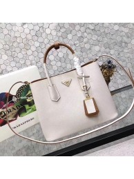 prada medium saffiano lux tote original leather bag bn2755 white&tan JH05622cJ39
