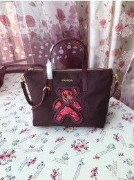 Prada Nylon cloth casual bag 1BG061 wine JH05662ys25