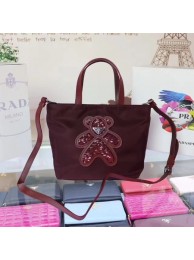 Prada Nylon cloth casual bag N2835 red JH05643tQ92