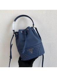 Prada Original Calfskin Leather Bucket Bag 1BH038 Blue JH05188JC57