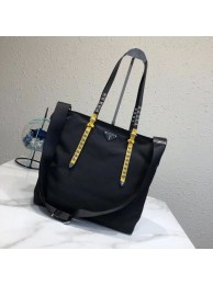 Prada Saffiano leather and nylon tote 1BG212 black&yellow JH05538rt58