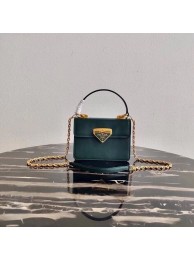 Prada Saffiano leather Prada Symbole bag 1BN021 blackish green JH04886Js15