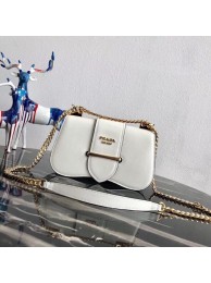 Prada Sidonie leather shoulder bag 1BD184 white JH05250fK95