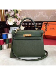 Replica AAAAA Hermes Kelly KY32 Tote Bag togo original Leather green Gold hardware JH01637Sy67