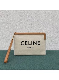 Replica Celine CLUTCHES LARGE POUCH IN COTTON WITH CELINE PRINT AND CALFSKIN 100672 BROWN JH05821yi85