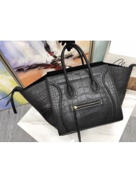 Replica Celine LUGGAGE PHANTOM Tote Bag C3372 Croco Leather black JH06266Ix48