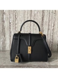 Replica CELINE SMALL 16 BAG IN SATINATED CALFSKIN 188003 black JH06010Oh34
