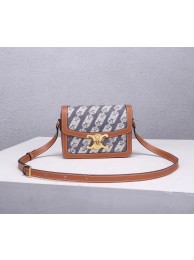 Replica Celine TEEN TRIOMPHE BAG IN TRIOMPHE CANVAS AND CALFSKIN CL88423 BLUE JH05834Ip92