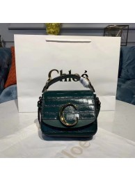 Replica Chloe Original Crocodile skin Leather Top Handle Small Bag 3S030 green JH08847mL47