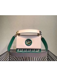 Replica FENDI Kan I Leather Shoulder Bag 8BT284 white&green JH08649EX20