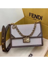 Replica Fendi KAN U leather bag 8BT313 Khaki&white JH08563oV69
