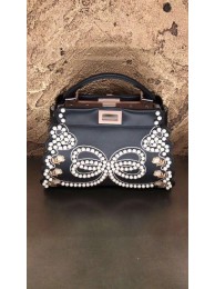 Replica Fendi PEEKABOO MINI Exotic leather bag 8BN244S black JH08607pe68