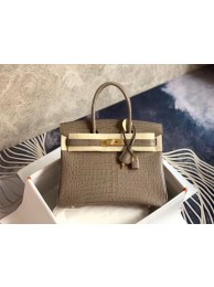 Replica Hermes Birkin Bag Original Leather crocodile HBK35 grey JH01190kq23