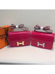 Replica Hermes Constance Bag Croco Leather H6811 rose JH01647nn76