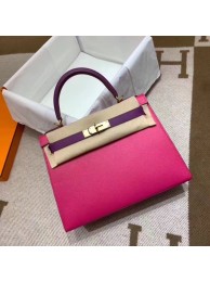 Replica Hermes Kelly 28cm Shoulder Bags Epsom Leather KL28 Plum red&purple JH01415Pg26