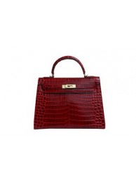 Replica Hermes Kelly 32cm Shoulder Bag Red Croco Patent Leather K32 Gold JH01401Qz32