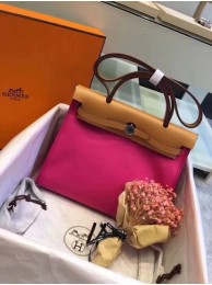 Replica Hermes original canvas&calfskin leather herbag H45987 rose with apricot JH01585sU34