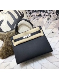 Replica Hermes original Kelly Epsom Leather KL32 black JH01381vf92