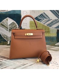 Replica Hermes original Kelly Epsom Leather KL32 brown JH01289wr22
