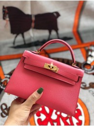 Replica Hermes original mini Kelly chevre mysore K19CM Watermelon red&Gold Metal JH01264qE46
