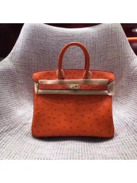 Replica Hermes Real ostrich leather birkin bag BK35 orange JH01441dI37