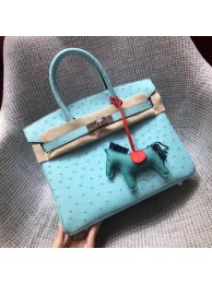 Replica Hermes Real ostrich leather birkin bag BK35 sky blue JH01440gn30