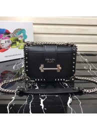 Replica Prada Cahier studded leather bag 1BD045-1 black JH05485sU34
