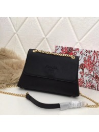 Replica Prada Calf leather shoulder bag 82501 black JH05232TH29