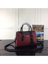 Replica Prada Calf leather Tote Bag 1BH093 Wine with black JH05672Aj18