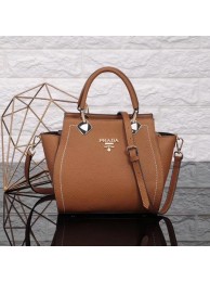 Replica Prada Calfskin Leather Tote Bag 8016 brown JH05695jT29