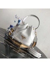 Replica Prada Leather bucket bag 1BE018 white JH05356Ha32