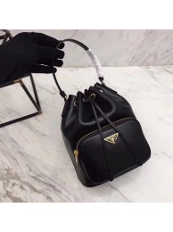 Replica Prada Leather bucket bag N1865 black JH05403za44