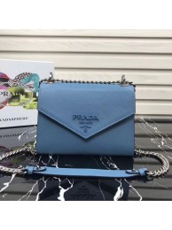 Replica Prada Monochrome Saffiano leather bag 1BD127 light blue JH05522UD97